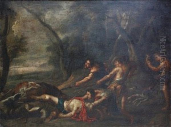 La Chasse Au Sanglier Ou La Mort D'adonis Oil Painting by Willem van Herp the Elder