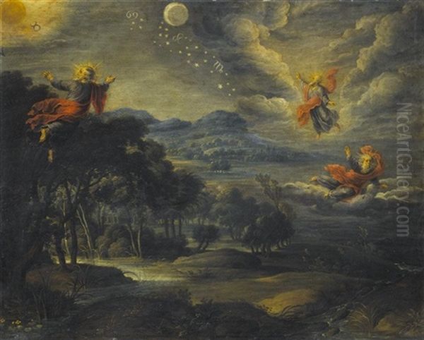 The Creation Of Heaven, Earth And Water Oil Painting by Willem van Herp the Elder