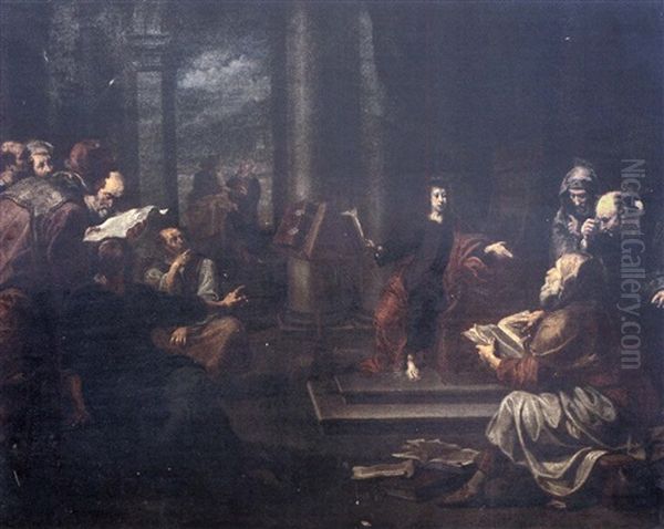 Le Christ Parmi Les Docteurs Oil Painting by Willem van Herp the Elder