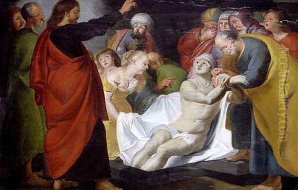 La Resurrection De Lazare Oil Painting by Willem van Herp the Elder