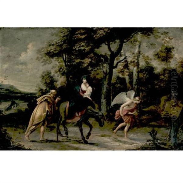 Flight Into Egypt Oil Painting by Willem van Herp the Elder