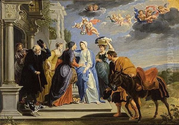 The Visitation Oil Painting by Willem van Herp the Elder