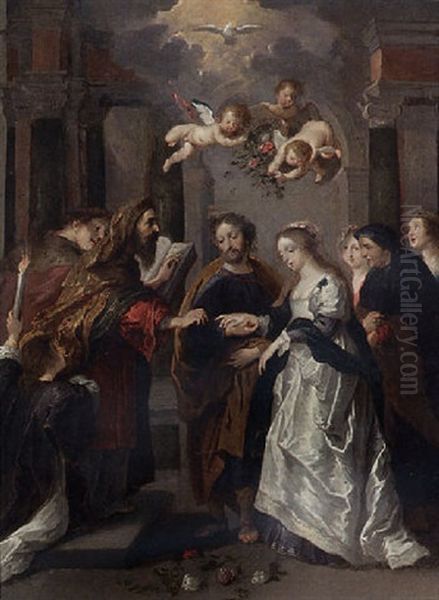 The Marriage Of The Virgin Oil Painting by Willem van Herp the Elder