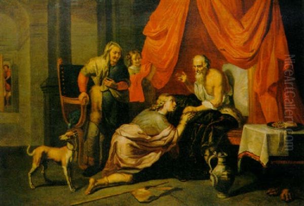 Isaac Blessing Jacob Oil Painting by Willem van Herp the Elder