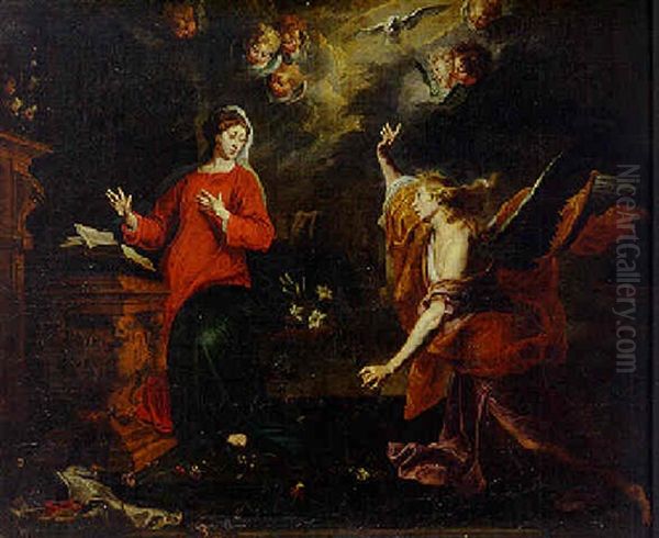 The Annunciation Oil Painting by Willem van Herp the Elder