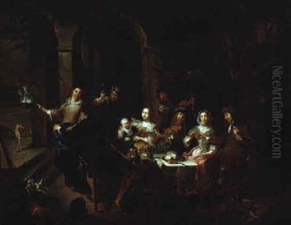 Frohliche Gesellschaft Oil Painting by Willem van Herp the Elder