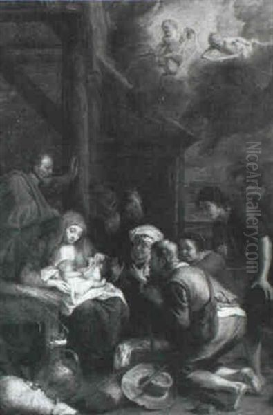 Adoration Des Bergers Oil Painting by Willem van Herp the Elder