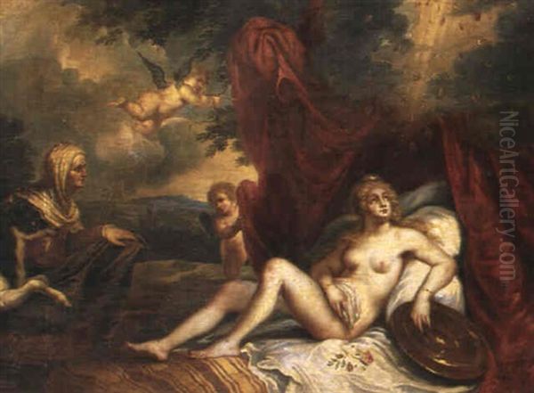 Danae Och Guldregnet Oil Painting by Willem van Herp the Elder