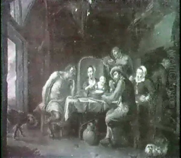 Der Satyr Bei Der Bauern- Familie, Wiederholung Nach        Dem Gemalde In Den Staatlichenmuseen, Berlin Oil Painting by Willem van Herp the Elder