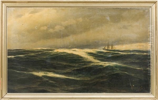 A Ship On Swelling Seas by Franz Karl Herpel