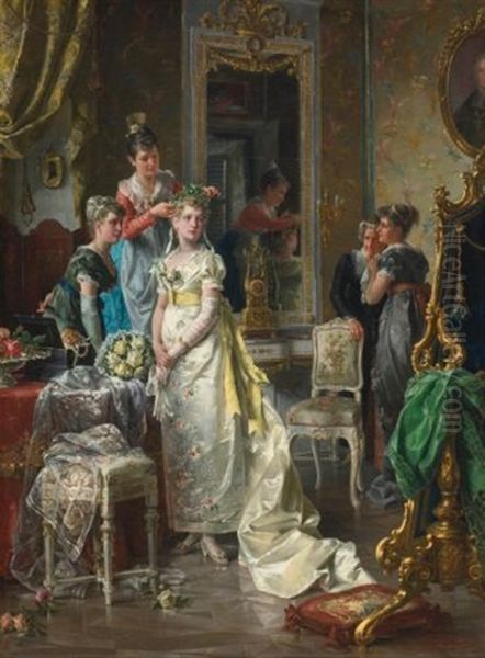 Dressing The Bride Oil Painting by Carl Herpfer