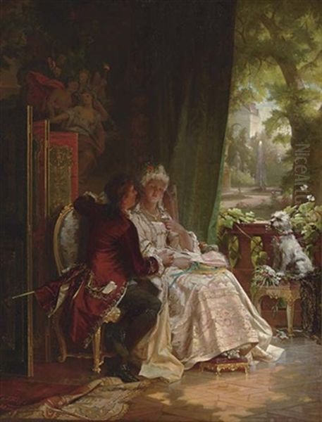 The Courtship Oil Painting by Carl Herpfer