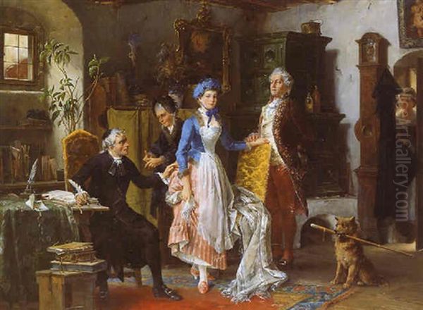 The Marriage Contract Oil Painting by Carl Herpfer