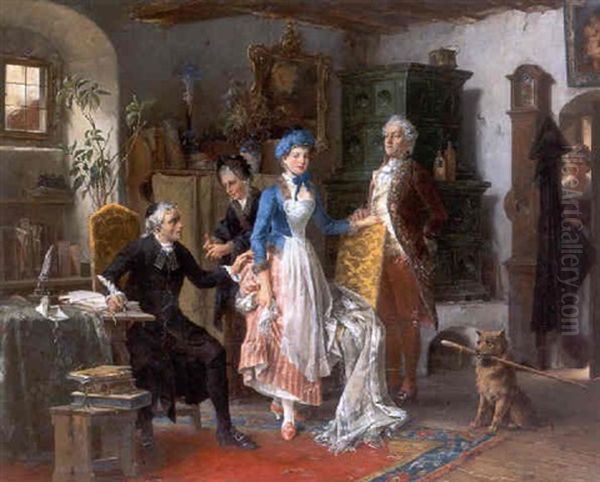 The Marriage Contract Oil Painting by Carl Herpfer