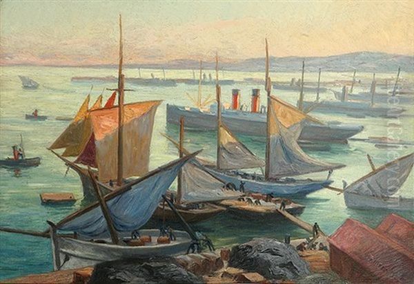 Le Port D'alger Oil Painting by Andre Herpin