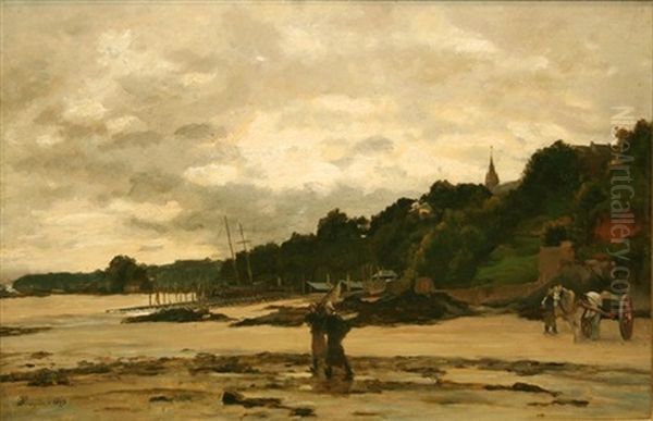 The Mussel Gatherers Oil Painting by Leon Pierre Herpin