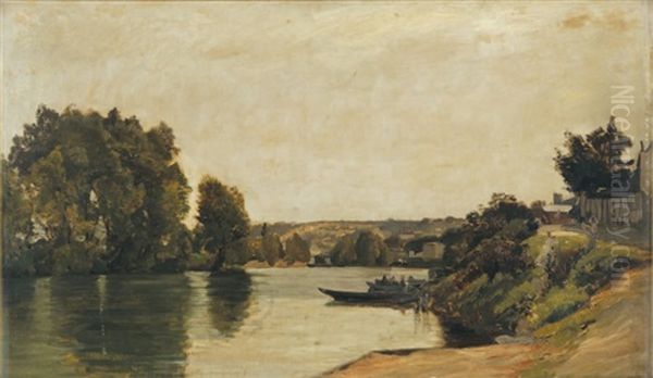 Bords De Riviere Oil Painting by Leon Pierre Herpin