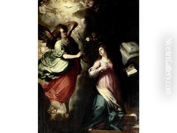 The Annunciation Oil Painting by Francesco Sevilla Herrara the Younger