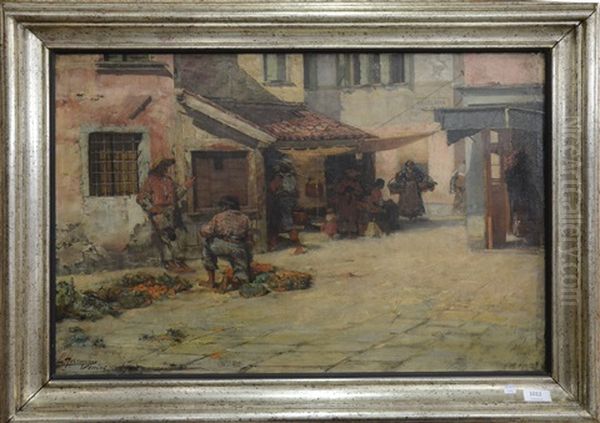 Rue De Venise Animee Oil Painting by Lievin Herremans