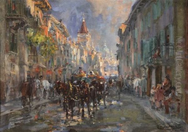 Via Lombardo, Venise Oil Painting by Lievin Herremans