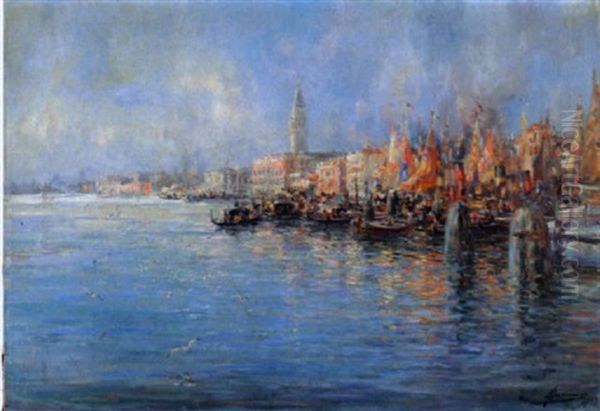 Vue De Venise Oil Painting by Lievin Herremans