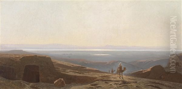 Blick In Die Ebene Von Theben Oil Painting by Johann Andreas Herrenburg