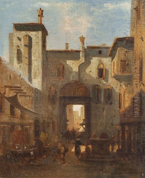 Venezia, Vicino Di Santa Marta Oil Painting by Johann Andreas Herrenburg