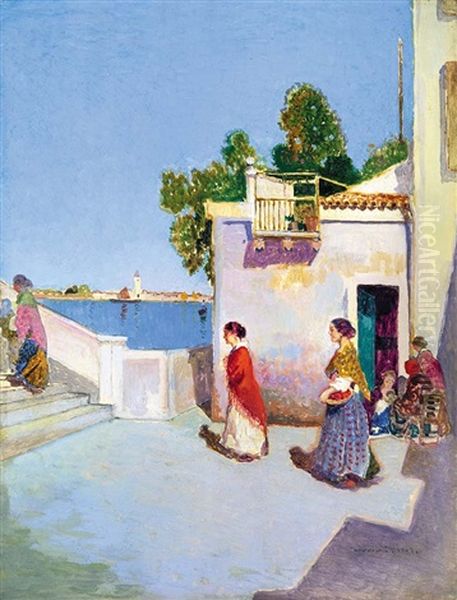 Women In Venice Oil Painting by Cesar Herrer