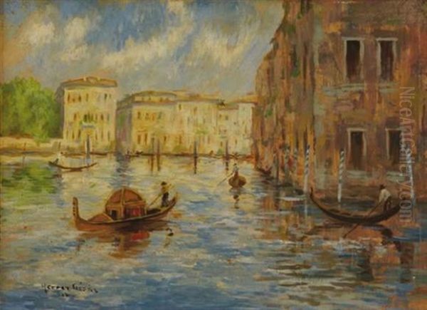 Vue De Venise Oil Painting by Cesar Herrer