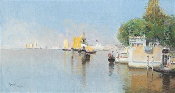 In Der Lagune Von Venedig Oil Painting by Cesar Herrer