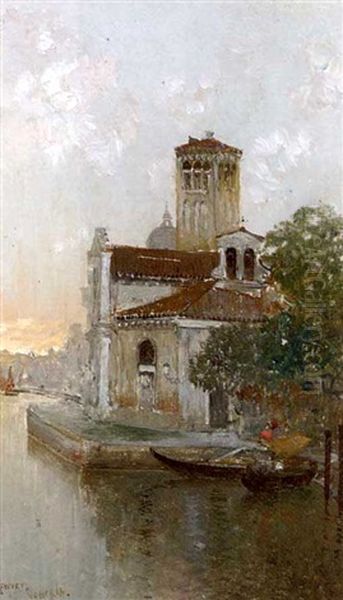 Torcello Cathedral (+ A View Of Murano; Pair) Oil Painting by Cesar Herrer