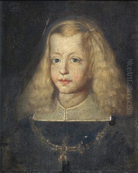 Portrait Of King Charles Ii Of Spain As A Boy, Bust-length Oil Painting by Sebastian De Herrera Barnuevo