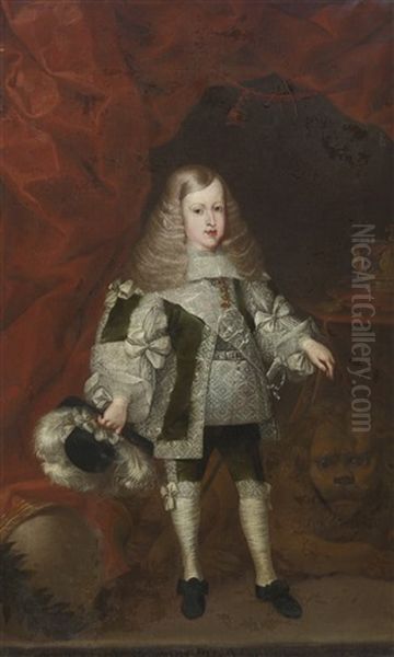 Portrait Of Carlos Ii As A Child Oil Painting by Sebastian De Herrera Barnuevo