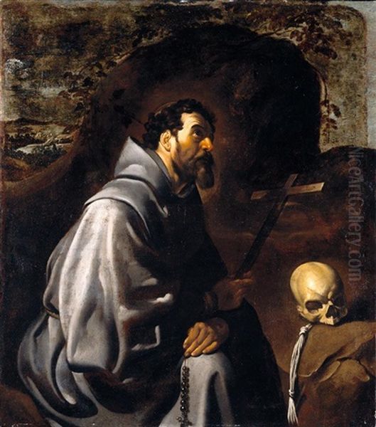 Saint Francis At Prayer Oil Painting by Francisco Herrera The Elder