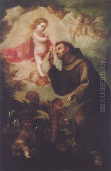 The Vision Of St. Anthony Of Padua Oil Painting by Francisco (El Mozzo) Herrera the Younger