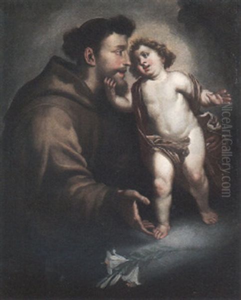 Saint Francis And The Christ Child Oil Painting by Francisco (El Mozzo) Herrera the Younger