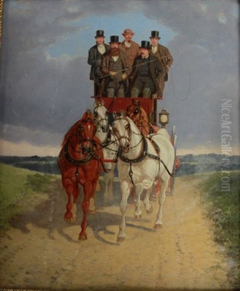 Carriage Scene Oil Painting by Benjamin Herring Jr.