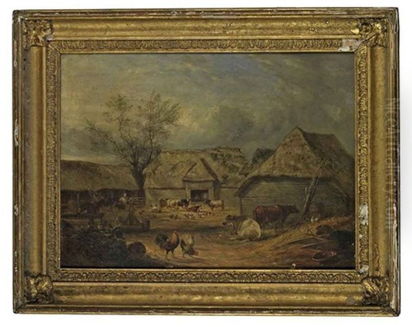 Farmyard Scene Oil Painting by Benjamin Herring Jr.