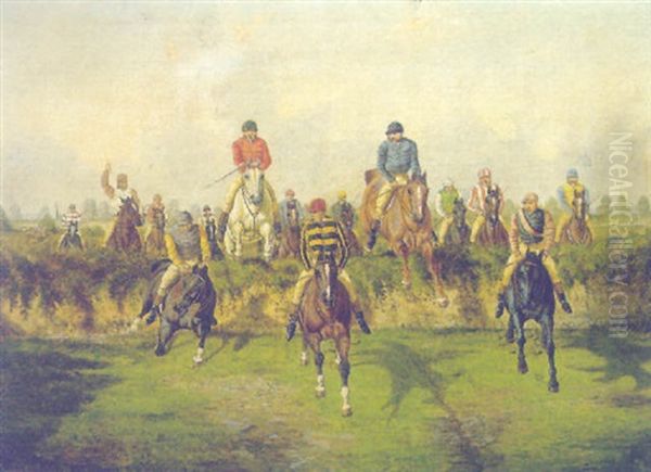 The Steeplechase Oil Painting by Benjamin Herring Jr.