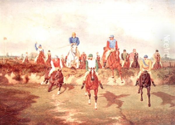 A Steeplechase Oil Painting by Benjamin Herring Jr.