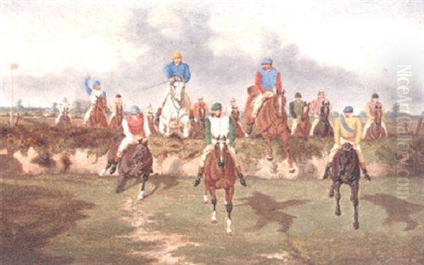 A Steeplechase Oil Painting by Benjamin Herring Jr.