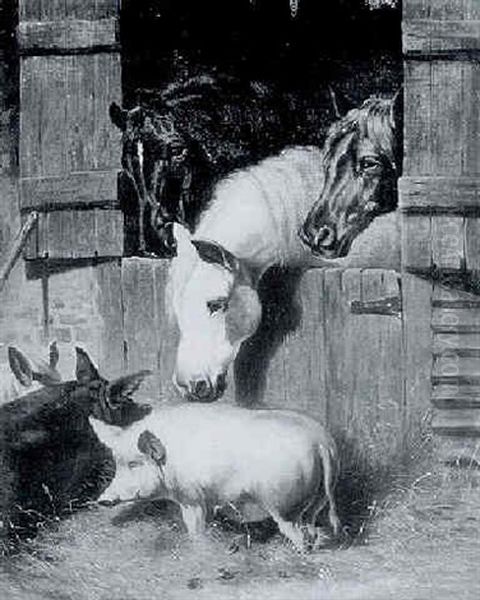 Farmyard Animals Oil Painting by Benjamin Herring Jr.