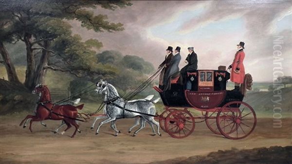 Coaching Scene Glasgow And London Royal Mail Oil Painting by Benjamin Herring Sr.