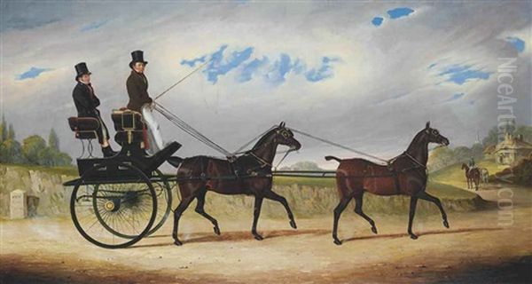 A Tandem On The Road To London Oil Painting by Benjamin Herring Sr.