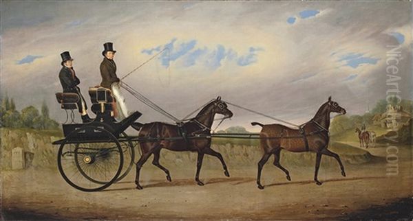 A Tandem On The Road To London Oil Painting by Benjamin Herring Sr.