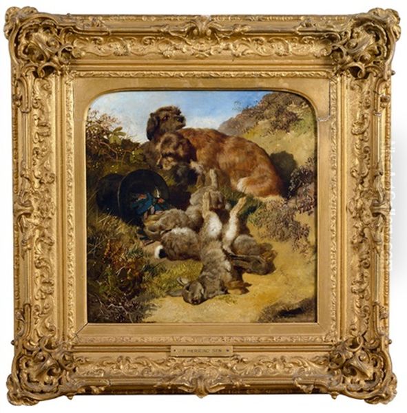 Jagdhunde Mit Erlegten Hasen Oil Painting by John Frederick Herring the Elder