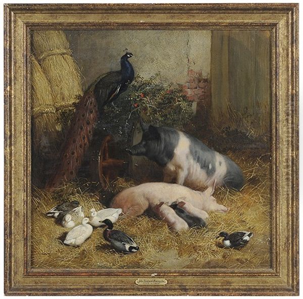 Pigs Oil Painting by John Frederick Herring the Elder