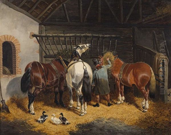 Feeding Time Oil Painting by John Frederick Herring the Elder