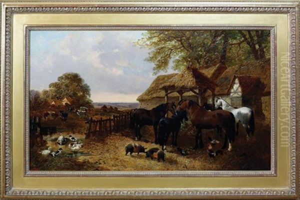 The Stable Yard Oil Painting by John Frederick Herring the Younger