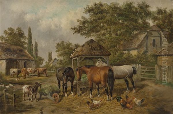 Farm Scene Oil Painting by John Frederick Herring the Younger